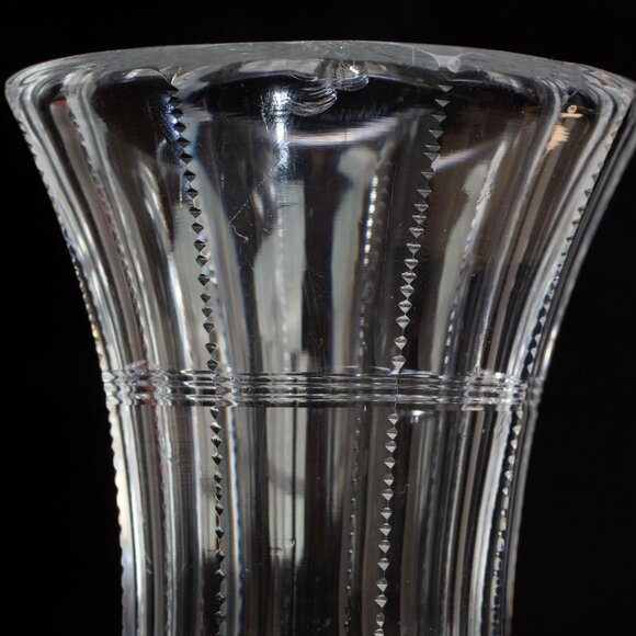 Antique Hand-Cut Crystal Vase With Intricate Starburst & Geometric Patterns - Picture 6 of 9